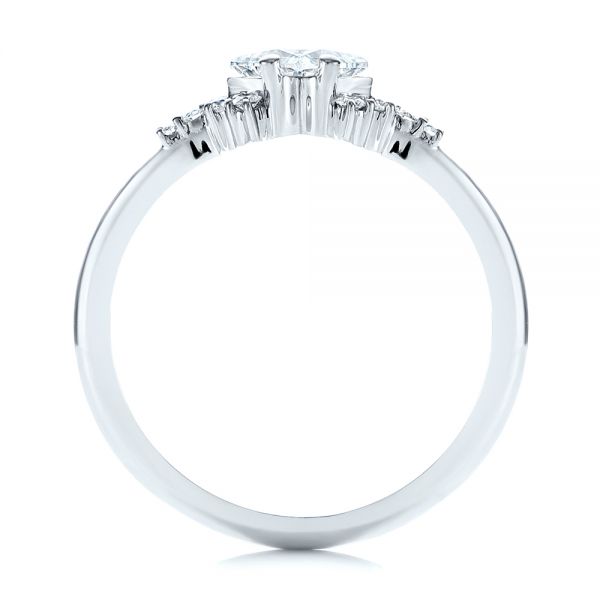 14k White Gold 14k White Gold Princess Cut Diamond Cluster Engagement Ring - Front View -  104983