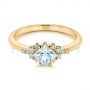 18k Yellow Gold 18k Yellow Gold Princess Cut Diamond Cluster Engagement Ring - Flat View -  104983 - Thumbnail