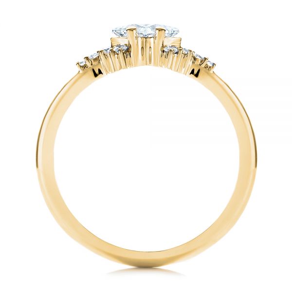 18k Yellow Gold 18k Yellow Gold Princess Cut Diamond Cluster Engagement Ring - Front View -  104983
