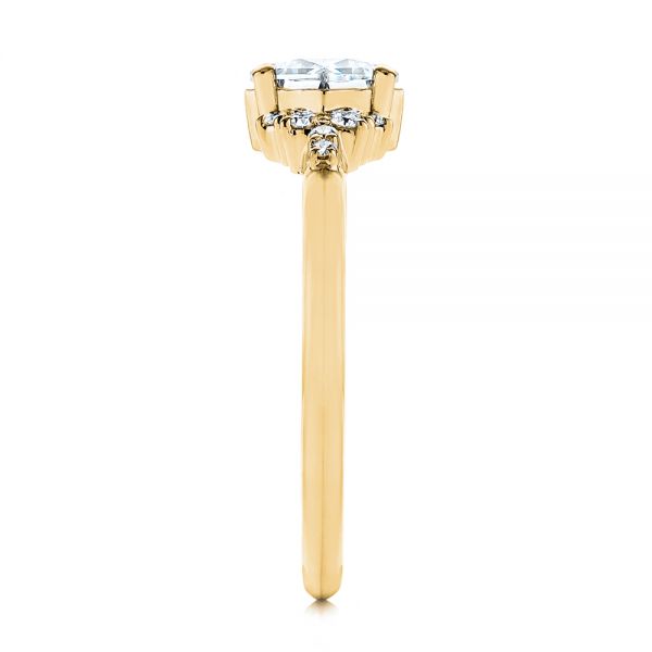 14k Yellow Gold 14k Yellow Gold Princess Cut Diamond Cluster Engagement Ring - Side View - 104983