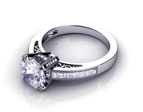  Platinum Platinum Princess Cut Diamond Engagement Ring - Three-Quarter View -  986 - Thumbnail