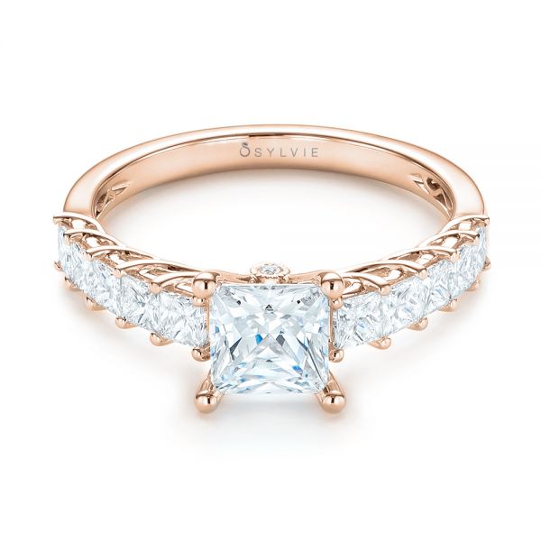 Rose gold princess sales cut diamond engagement ring