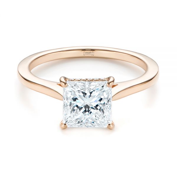 14k Rose Gold 14k Rose Gold Princess Cut Diamond Engagement Ring - Flat View -  105124