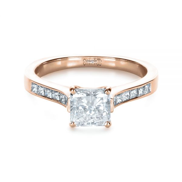 14k Rose Gold 14k Rose Gold Princess Cut Diamond Engagement Ring - Flat View -  1381