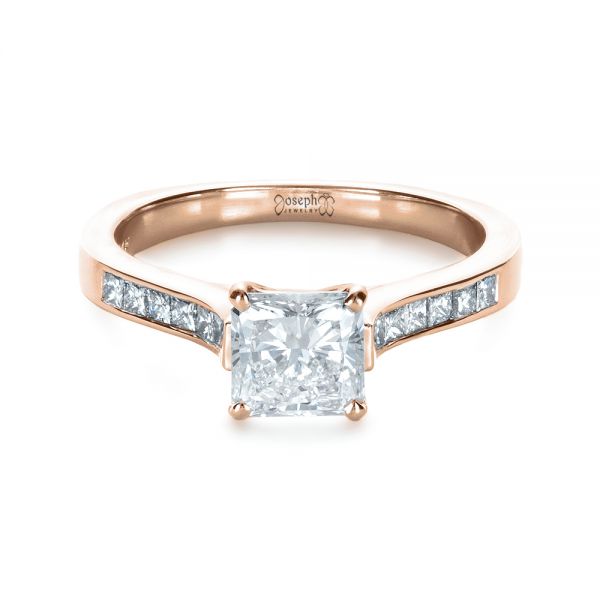 18k Rose Gold 18k Rose Gold Princess Cut Diamond Engagement Ring - Flat View - 1381