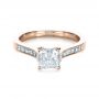 18k Rose Gold 18k Rose Gold Princess Cut Diamond Engagement Ring - Flat View -  1381 - Thumbnail