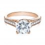 18k Rose Gold 18k Rose Gold Princess Cut Diamond Engagement Ring - Flat View -  195 - Thumbnail