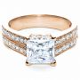 18k Rose Gold 18k Rose Gold Princess Cut Diamond Engagement Ring - Flat View -  212 - Thumbnail