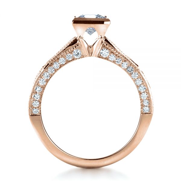 18k Rose Gold 18k Rose Gold Princess Cut Diamond Engagement Ring - Front View -  1288