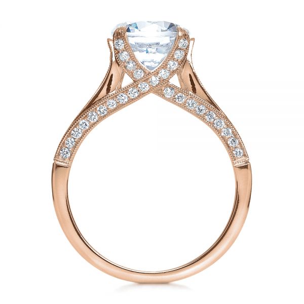 14k Rose Gold 14k Rose Gold Princess Cut Diamond Engagement Ring - Front View -  195