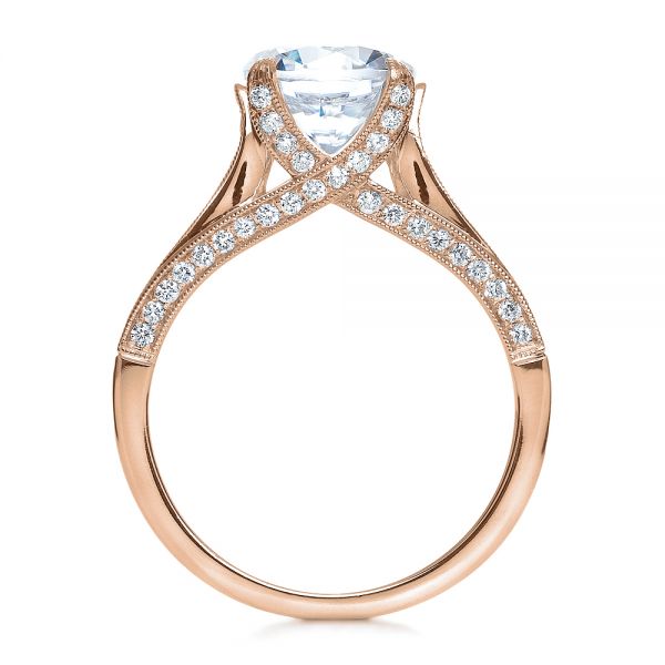 18k Rose Gold 18k Rose Gold Princess Cut Diamond Engagement Ring - Front View - 195
