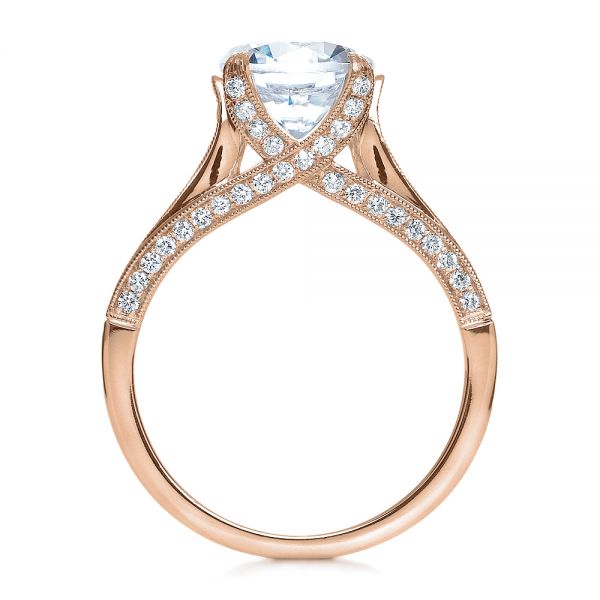 18k Rose Gold 18k Rose Gold Princess Cut Diamond Engagement Ring - Front View -  195