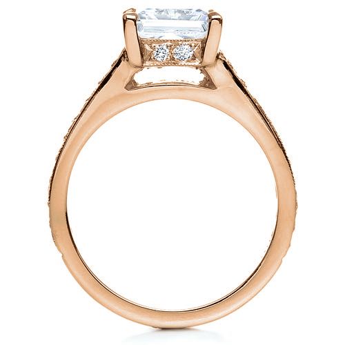 18k Rose Gold 18k Rose Gold Princess Cut Diamond Engagement Ring - Front View -  212