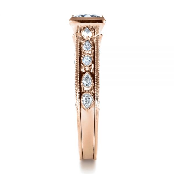 18k Rose Gold 18k Rose Gold Princess Cut Diamond Engagement Ring - Side View -  1288