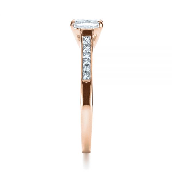 18k Rose Gold 18k Rose Gold Princess Cut Diamond Engagement Ring - Side View - 1381