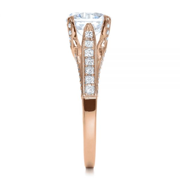 18k Rose Gold 18k Rose Gold Princess Cut Diamond Engagement Ring - Side View - 195