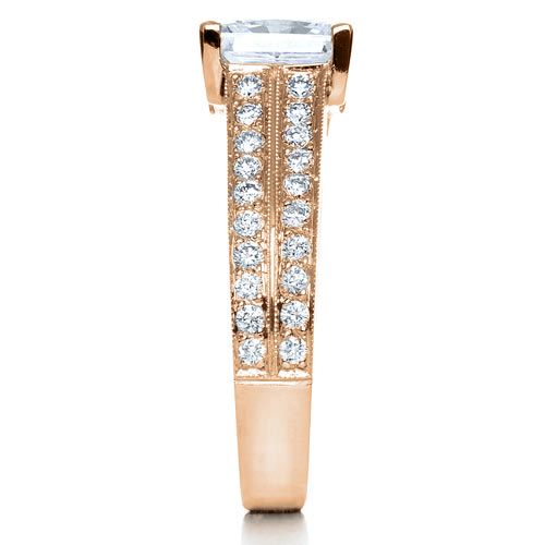 18k Rose Gold 18k Rose Gold Princess Cut Diamond Engagement Ring - Side View -  212