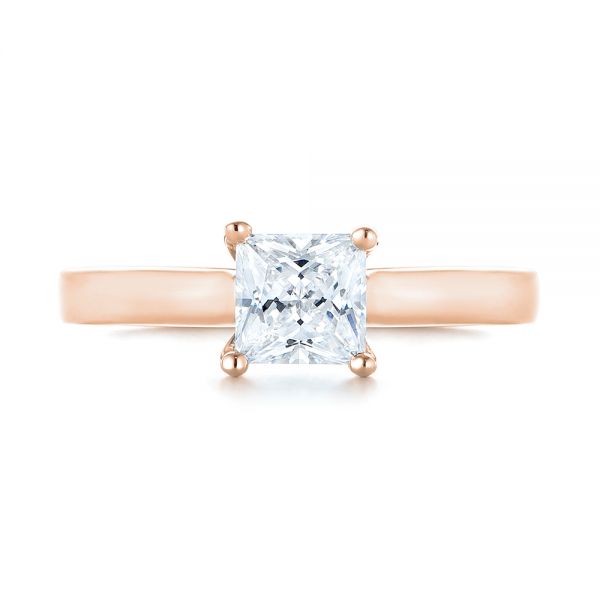 18k Rose Gold 18k Rose Gold Princess Cut Diamond Engagement Ring - Top View - 104091