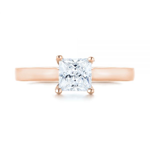 18k Rose Gold 18k Rose Gold Princess Cut Diamond Engagement Ring - Top View -  104091