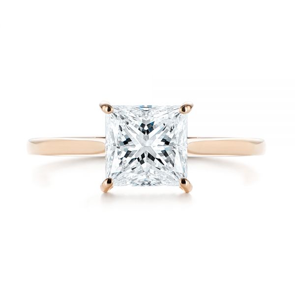 18k Rose Gold 18k Rose Gold Princess Cut Diamond Engagement Ring - Top View -  105124