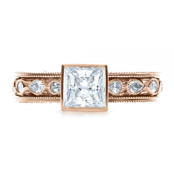 14k Rose Gold 14k Rose Gold Princess Cut Diamond Engagement Ring - Top View -  1288