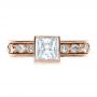 18k Rose Gold 18k Rose Gold Princess Cut Diamond Engagement Ring - Top View -  1288 - Thumbnail