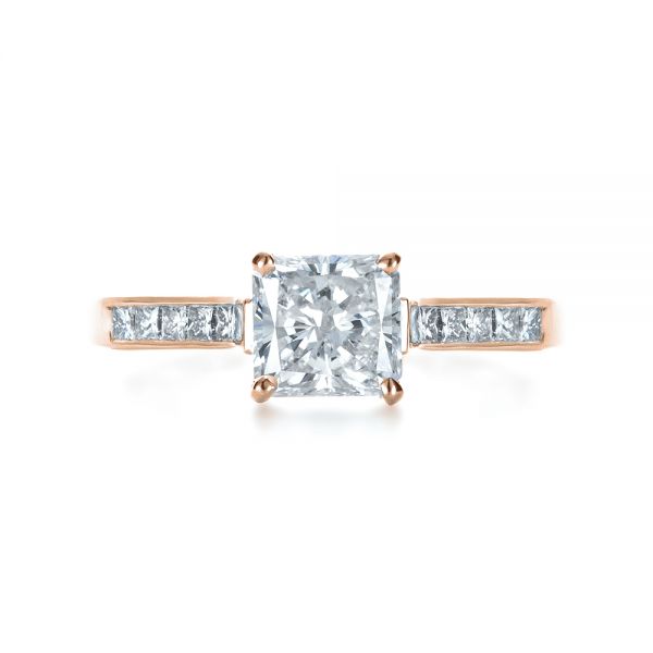 18k Rose Gold 18k Rose Gold Princess Cut Diamond Engagement Ring - Top View -  1381