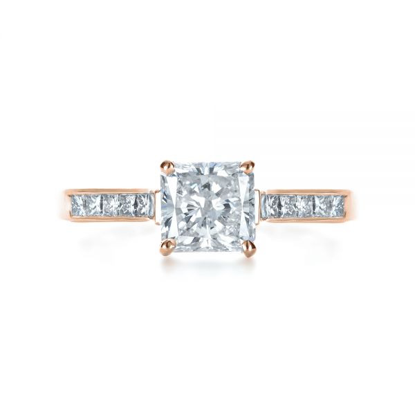 18k Rose Gold 18k Rose Gold Princess Cut Diamond Engagement Ring - Top View - 1381