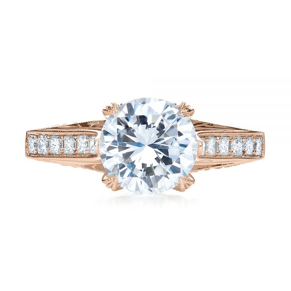 14k Rose Gold 14k Rose Gold Princess Cut Diamond Engagement Ring - Top View -  195
