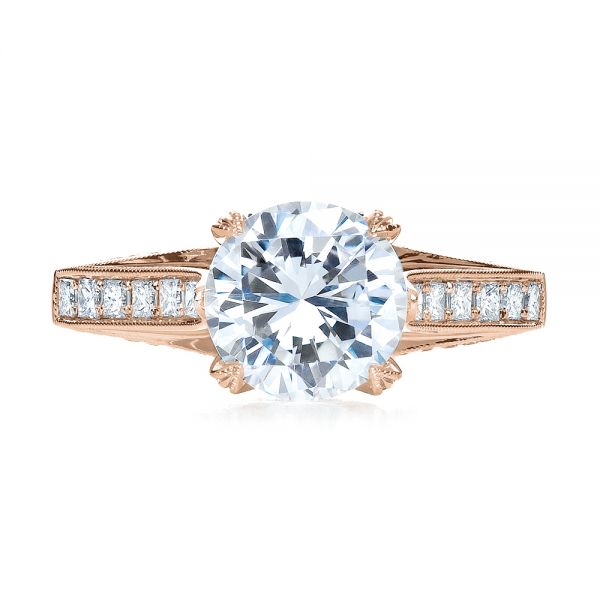 18k Rose Gold 18k Rose Gold Princess Cut Diamond Engagement Ring - Top View - 195
