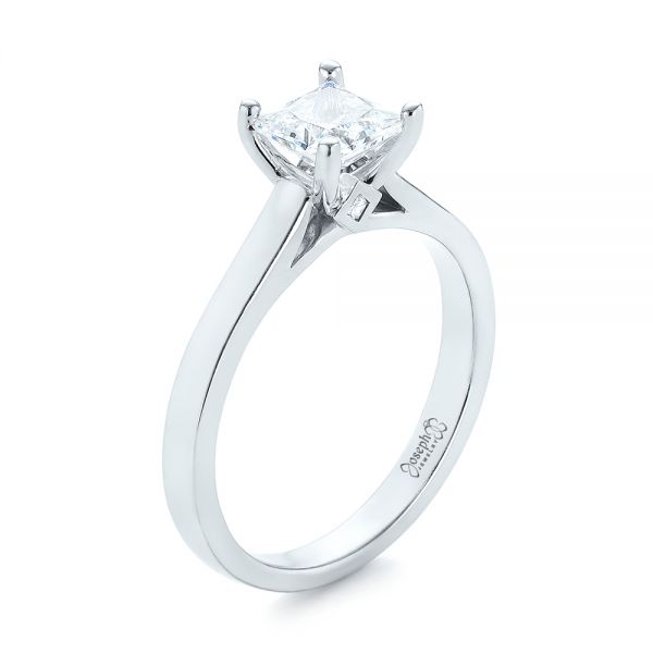 18k White Gold 18k White Gold Princess Cut Diamond Engagement Ring - Three-Quarter View -  104091