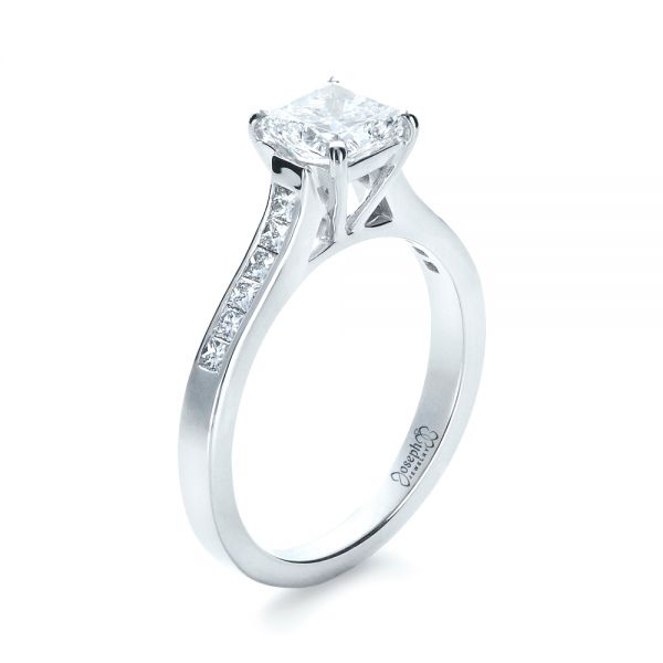  Platinum Platinum Princess Cut Diamond Engagement Ring - Three-Quarter View -  1381