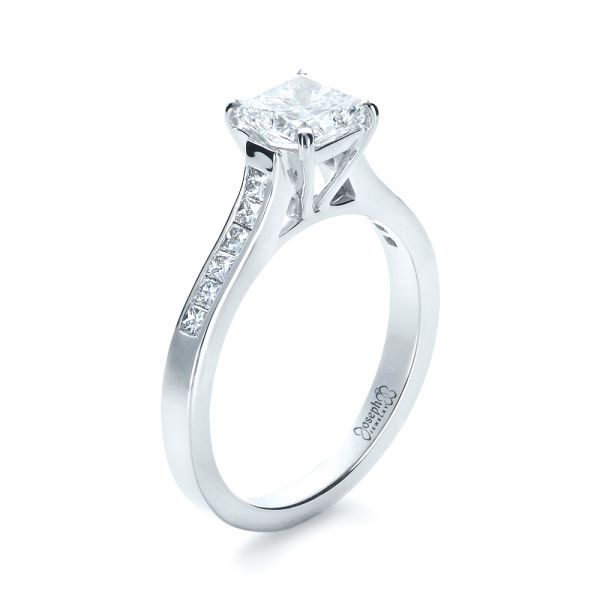 Platinum Platinum Princess Cut Diamond Engagement Ring - Three-Quarter View - 1381