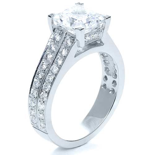 Platinum Platinum Princess Cut Diamond Engagement Ring - Three-Quarter View - 212