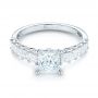 18k White Gold Princess Cut Diamond Engagement Ring - Flat View -  103082 - Thumbnail