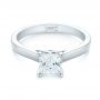 14k White Gold Princess Cut Diamond Engagement Ring - Flat View -  104091 - Thumbnail