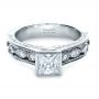 18k White Gold Princess Cut Diamond Engagement Ring - Flat View -  1288 - Thumbnail