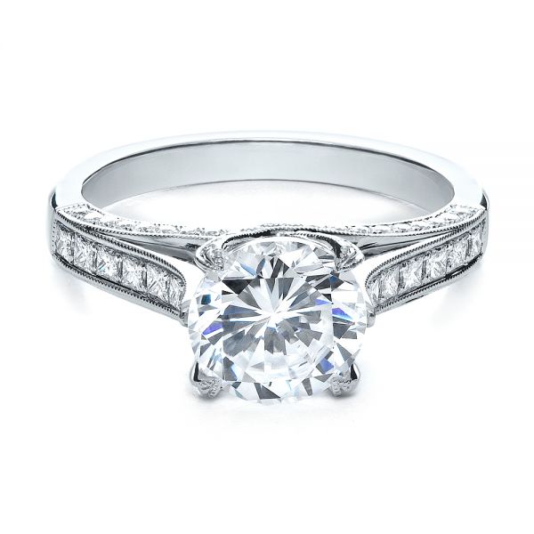  Platinum Platinum Princess Cut Diamond Engagement Ring - Flat View -  195