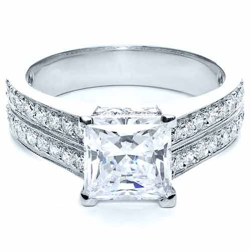 Platinum Platinum Princess Cut Diamond Engagement Ring - Flat View - 212