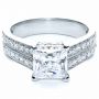 18k White Gold Princess Cut Diamond Engagement Ring - Flat View -  212 - Thumbnail