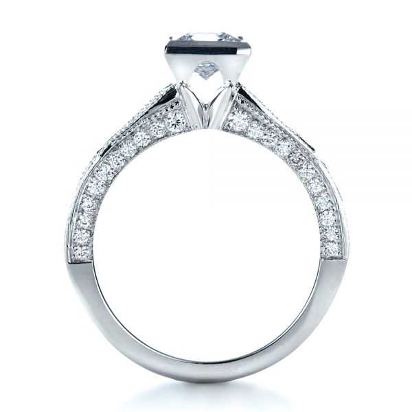 18k White Gold Princess Cut Diamond Engagement Ring - Front View - 1288