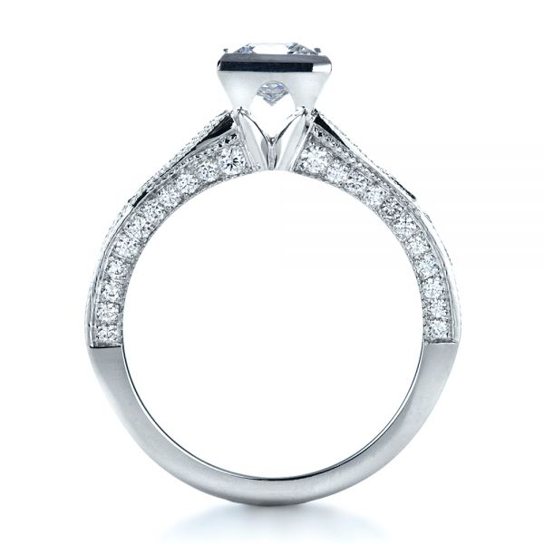 18k White Gold Princess Cut Diamond Engagement Ring - Front View -  1288