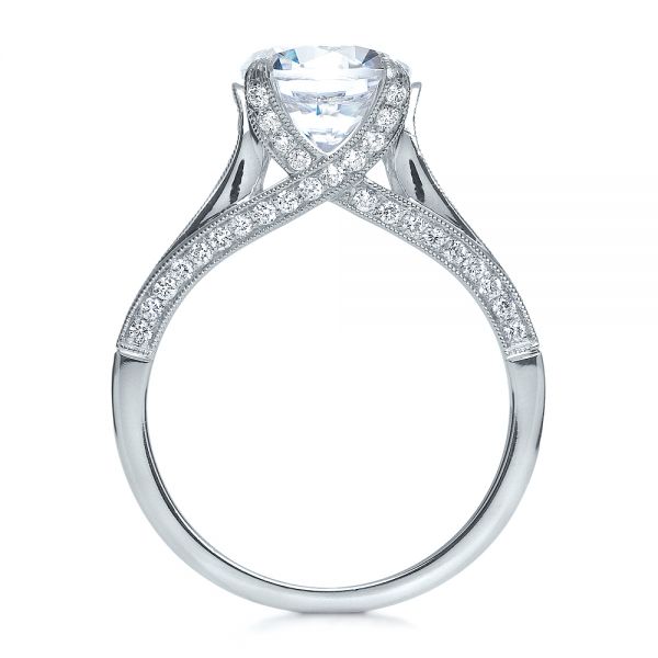 18k White Gold Princess Cut Diamond Engagement Ring - Front View -  195