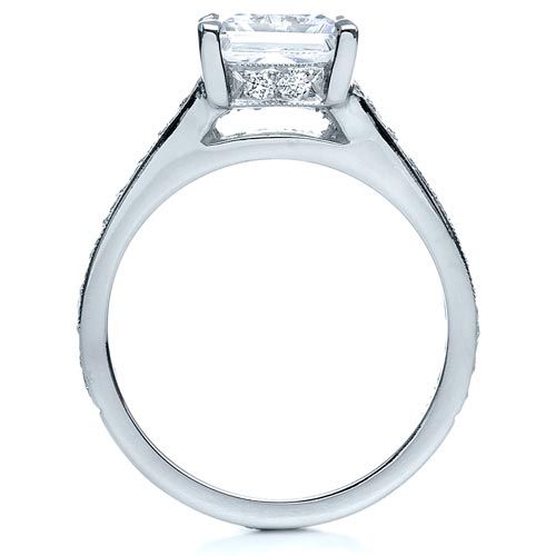 18k White Gold Princess Cut Diamond Engagement Ring - Front View -  212