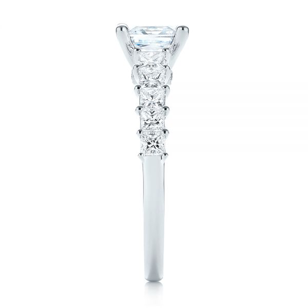 18k White Gold Princess Cut Diamond Engagement Ring - Side View -  103082