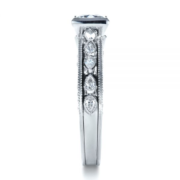 18k White Gold Princess Cut Diamond Engagement Ring - Side View -  1288