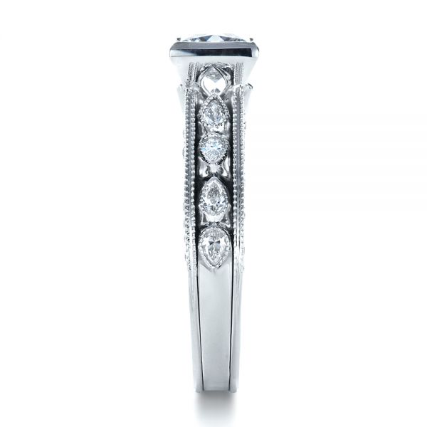 18k White Gold Princess Cut Diamond Engagement Ring - Side View - 1288
