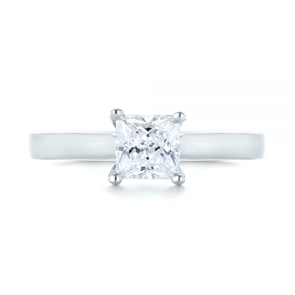14k White Gold Princess Cut Diamond Engagement Ring - Top View - 104091