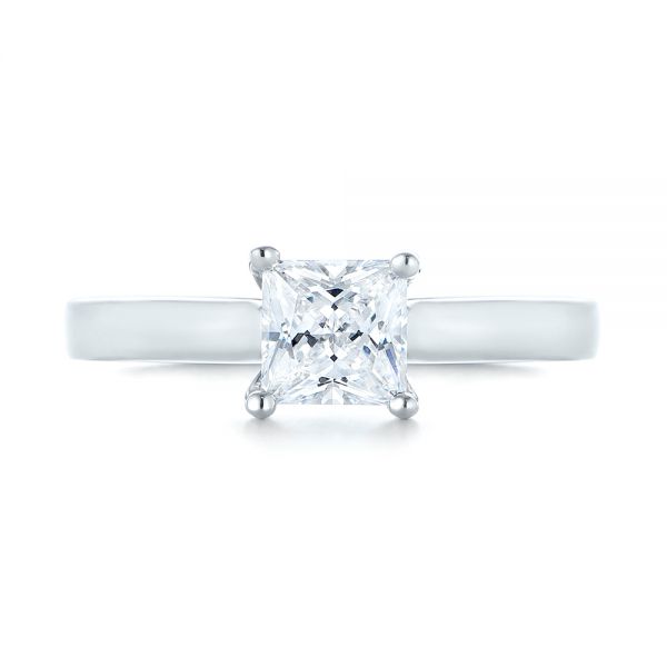 18k White Gold 18k White Gold Princess Cut Diamond Engagement Ring - Top View -  104091