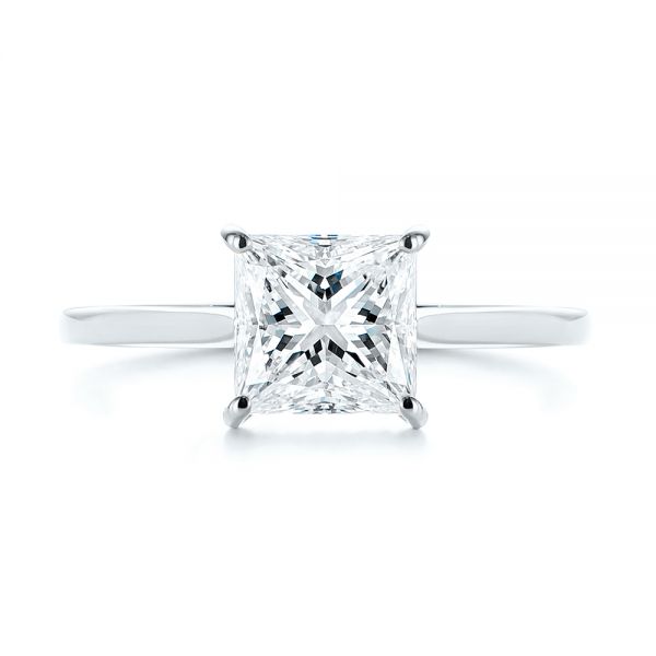 18k White Gold 18k White Gold Princess Cut Diamond Engagement Ring - Top View -  105124